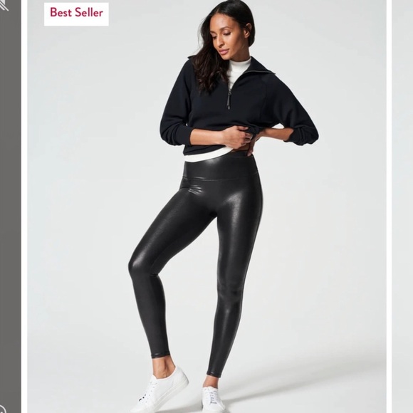 Spanx Faux Leather black Leggings  women’s size M - Picture 1 of 5